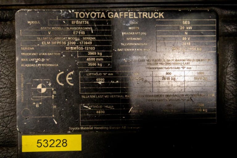 Toyota Traigo 8FBMKT35 begagnad motviktstruck