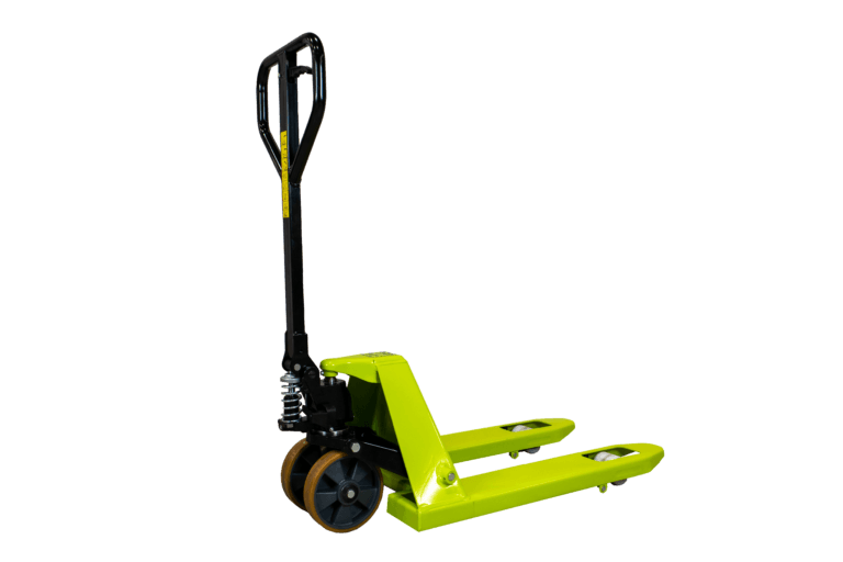 grön pallyftare med korta gafflar