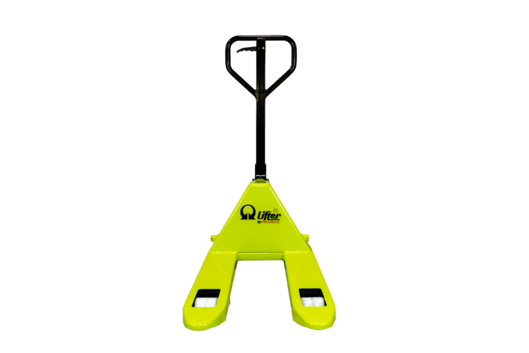 grön pallyftare med korta gafflar