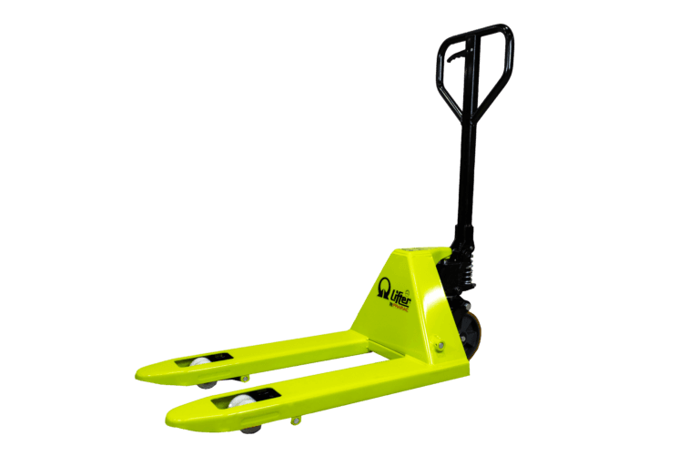 grön pallyftare med korta gafflar