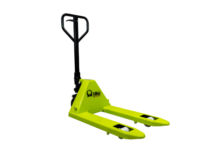 grön pallyftare med korta gafflar