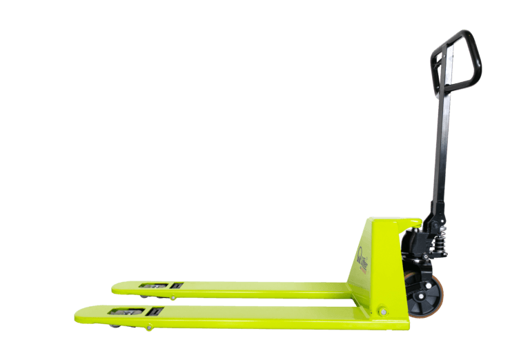 Gröna pramac pallyftare med låga gafflar