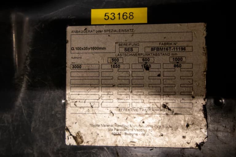 53168 Toyota Traigo 8FBM16T begagnad motviktstruck