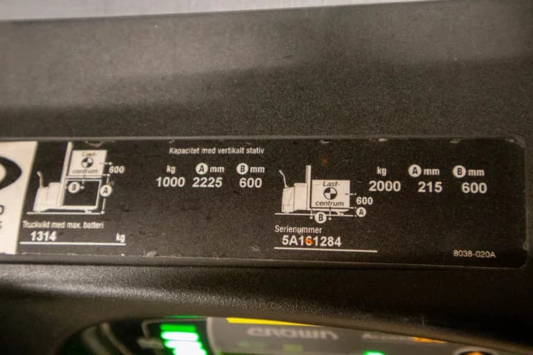 crown dt3040-e begagnad ledstaplare lyftdiagram