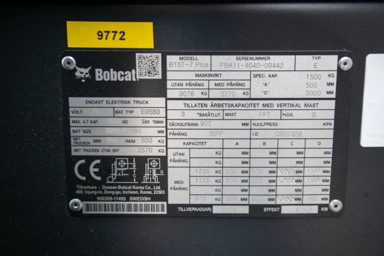 Bobcat B15T-7 1,5 tons motviktstruck